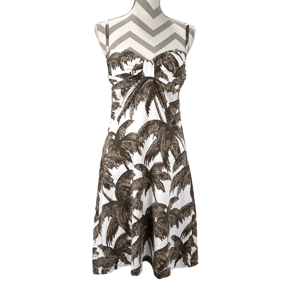 Tommy Bahama Womens Brown White Palm Tree Print Tropical Sundress Size M